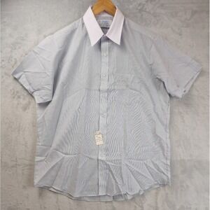 Vintage VanCort Shirt Mens 17 XL Non Iron Blue White Collar Paper Thin 70s 80s